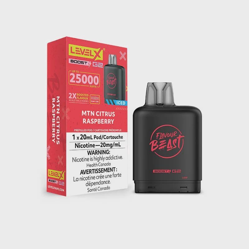 flavour beast Level X Boost 25k g2 mtn citrus raspberry ice flavour beast Level X Boost 25k g2 mtn citrus raspberry ice